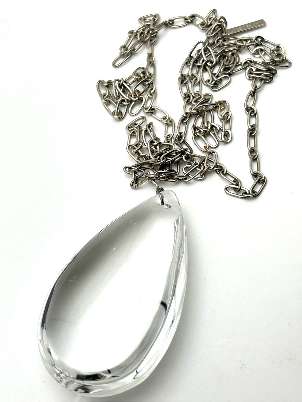 Lane Bryant Large Clear Lucite Teardrop Pendant Necklace